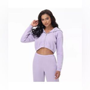 JUICY COUTURE S velour front zip crop jacket